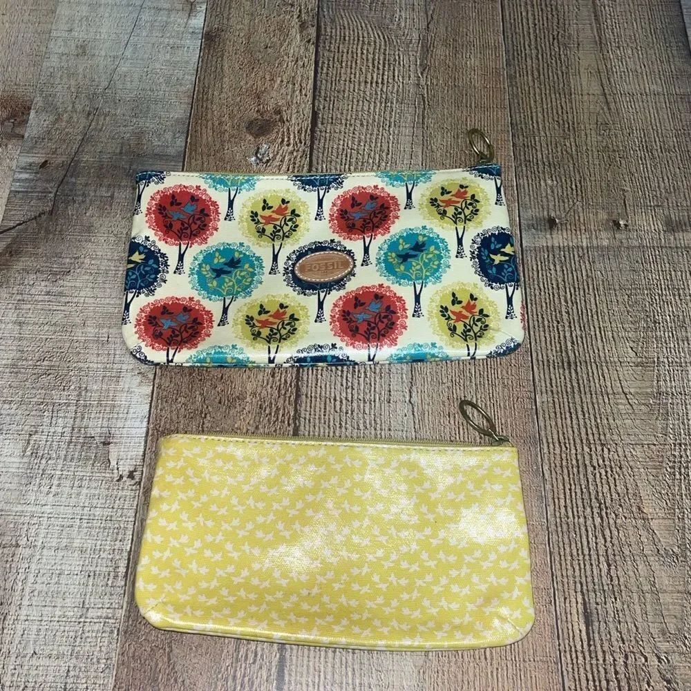Fossil coated canvas pouch set